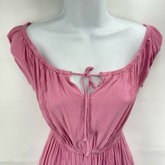 Society Amuse Womens Pullover Dress Embroidered Mini Ruffle Pink Size XS - Picture 12 of 14